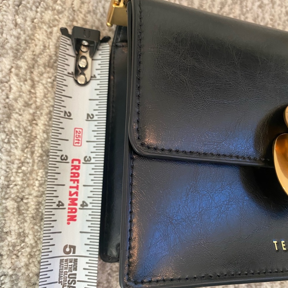 Ted Baker Rosalie Black Leather Crossbody Bag with Luxe Gold Rose Closure NWT - Picture 15 of 16